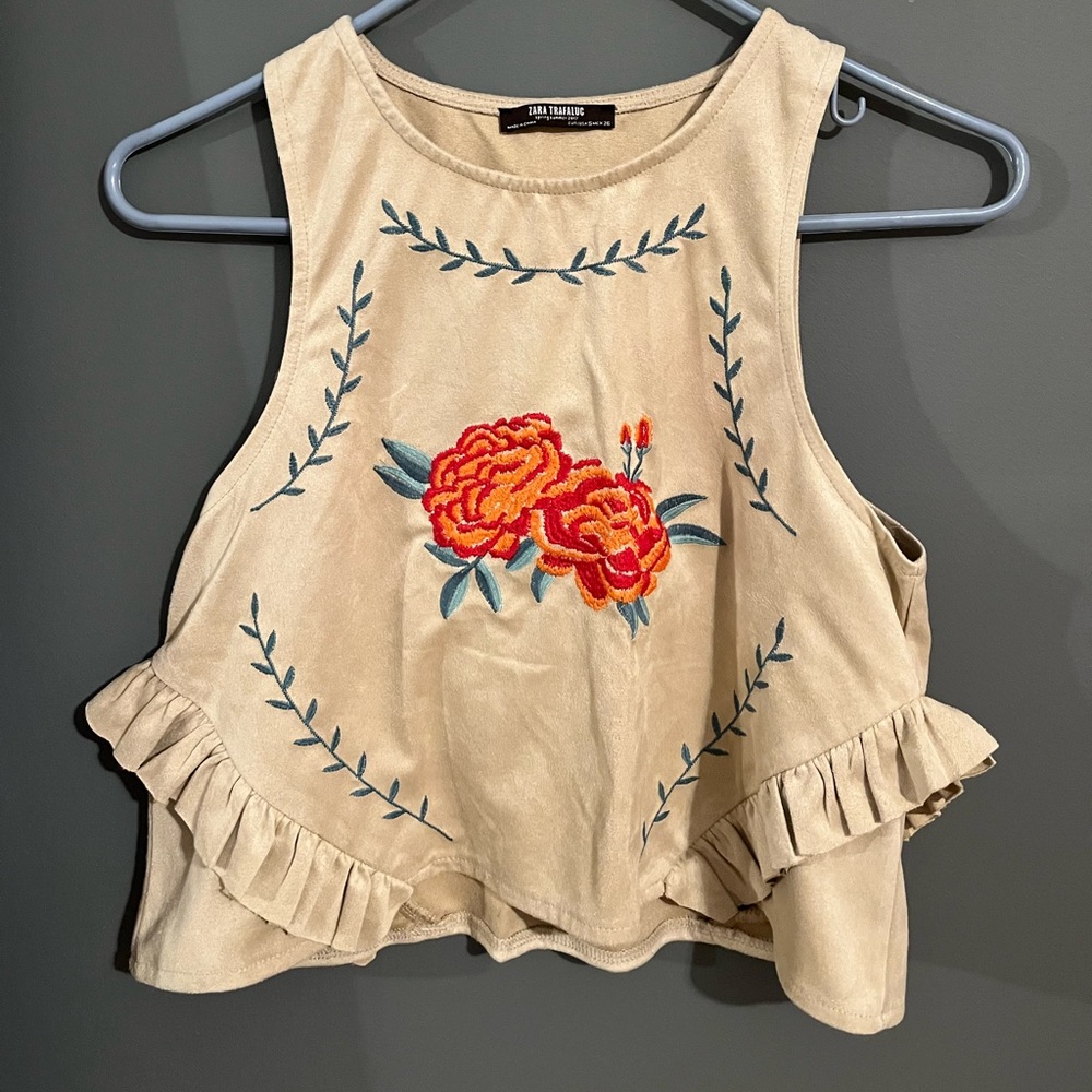 Zara suede flower top